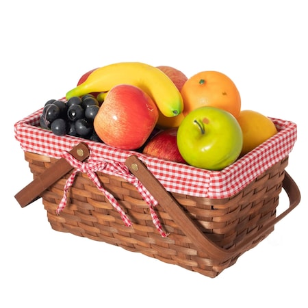 Wickerwise Double Handle Woodchip Basket with Red Liner QI004651R.M